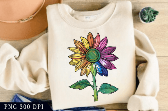 Rainbow Sunflower Graphics for Modern T-Shirt Designs