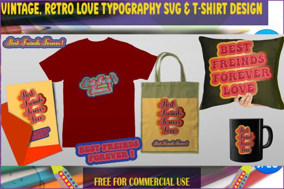 Vintage Love Typography for Graphics and T-Shirt Designs